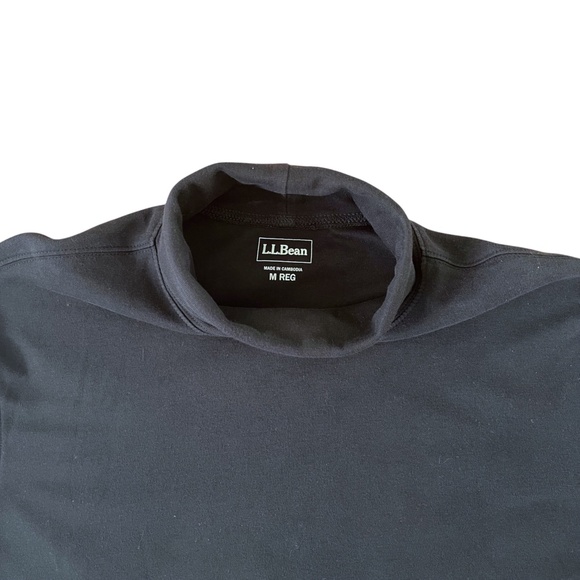 LL Bean Men's Long Sleeve Turtleneck Shirt Size M Black Traditional Fit Cotton - Picture 3 of 8